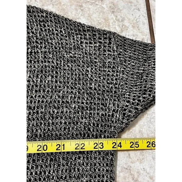 Eileen Fisher Women’s Size XL Wool Linen Blend Open Knit Black White Sweater