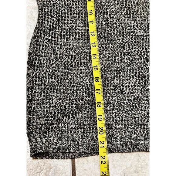 Eileen Fisher Women’s Size XL Wool Linen Blend Open Knit Black White Sweater