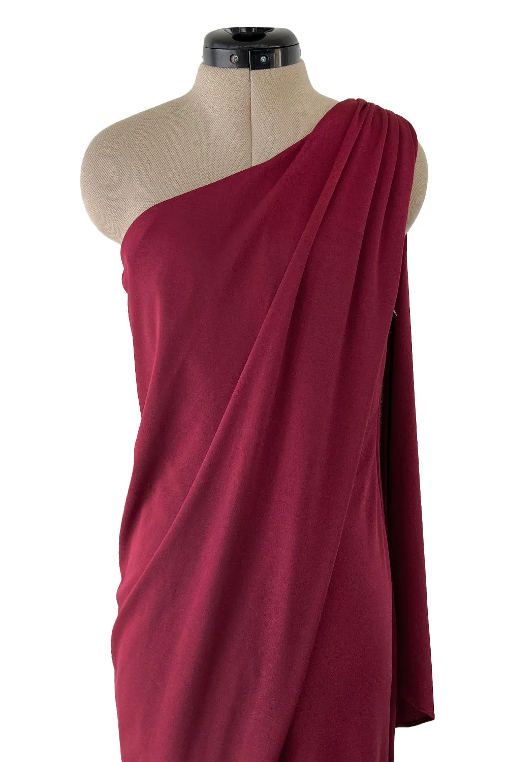 Fabulous 1970s Unlabeled Burgundy Jersey One Shoulder Wide Leg Jumpsuit