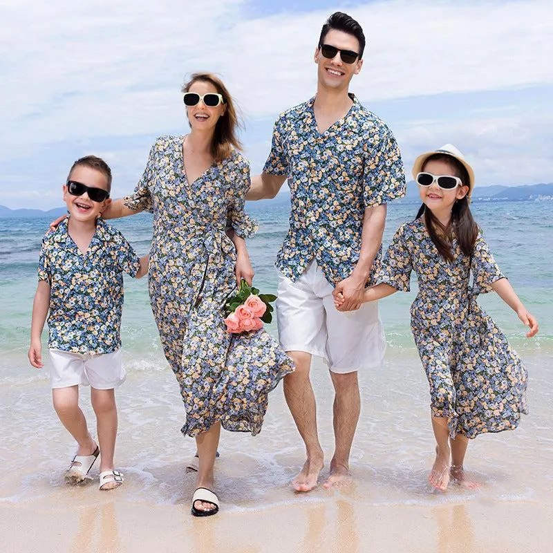 Family Matching Floral Shirt and Dress - A Charming and Coordinated Look