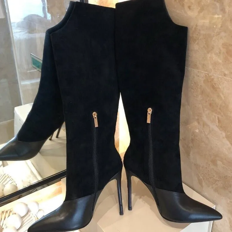 Fashion Suede Leather Patchwork Woman Over The Knee Boots