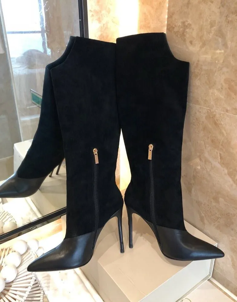 Fashion Suede Leather Patchwork Woman Over The Knee Boots
