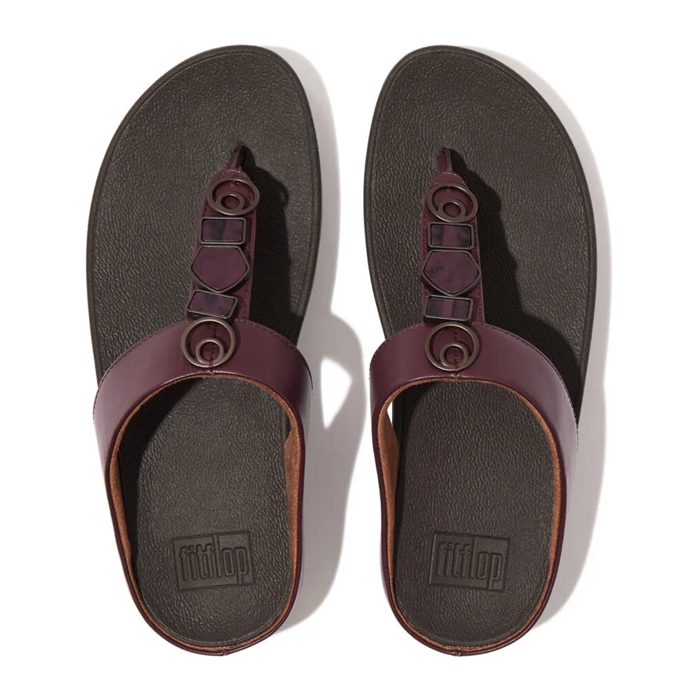 FitFlop Fino Stone Trim Toe Post Sandals Plum