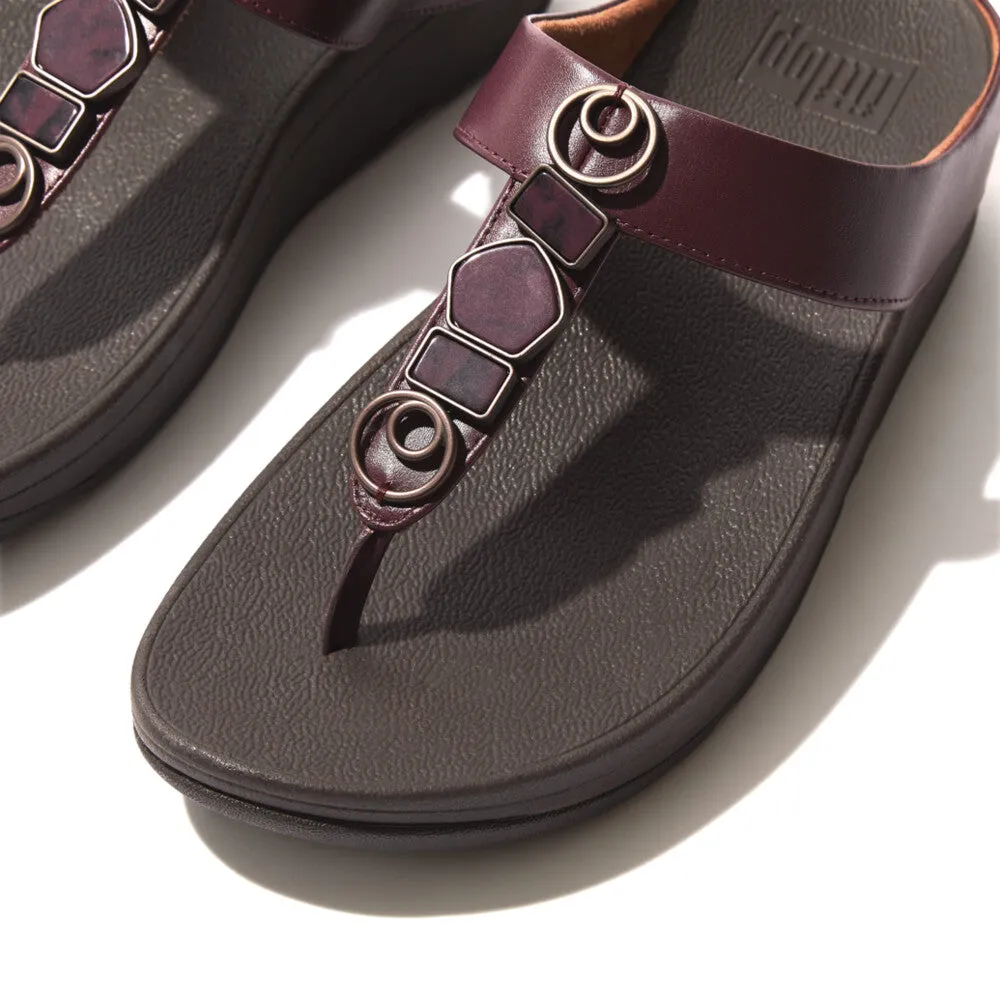 FitFlop Fino Stone Trim Toe Post Sandals Plum