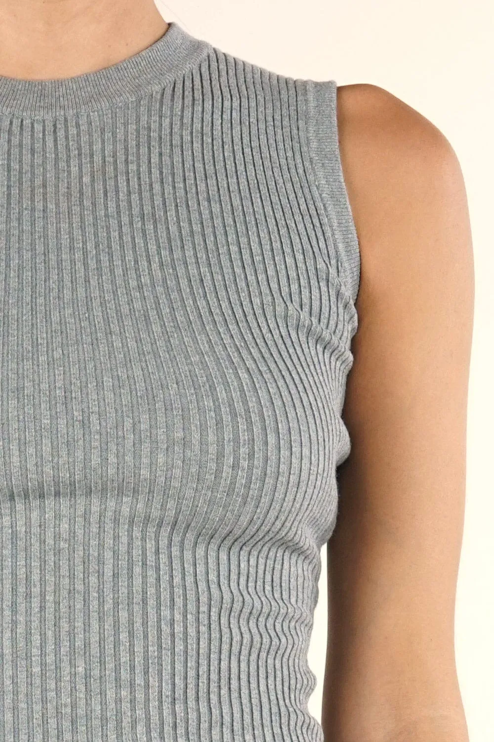 Foxy Sleeveless Ribbed Midi Dress