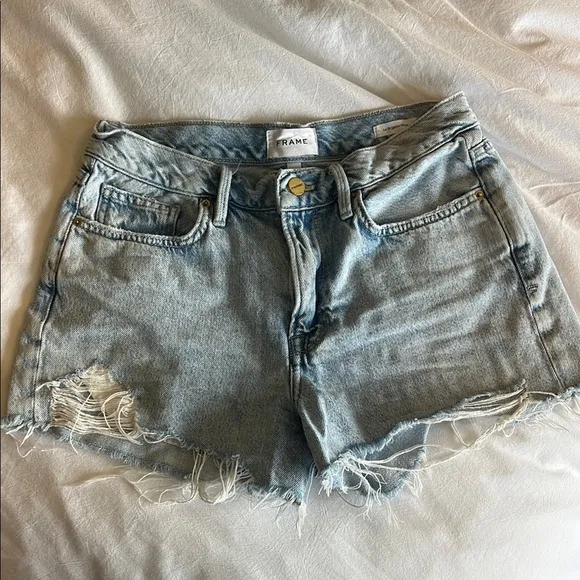 Frame Le Brigette Short Women's Distressed Denim Shorts - Light blue
