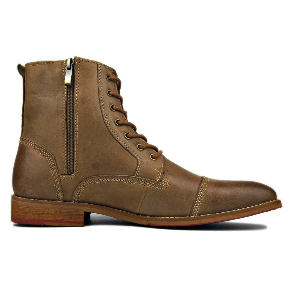 Genuine Cow Leather Men Ankle Boots Lace Up handsome Shoes