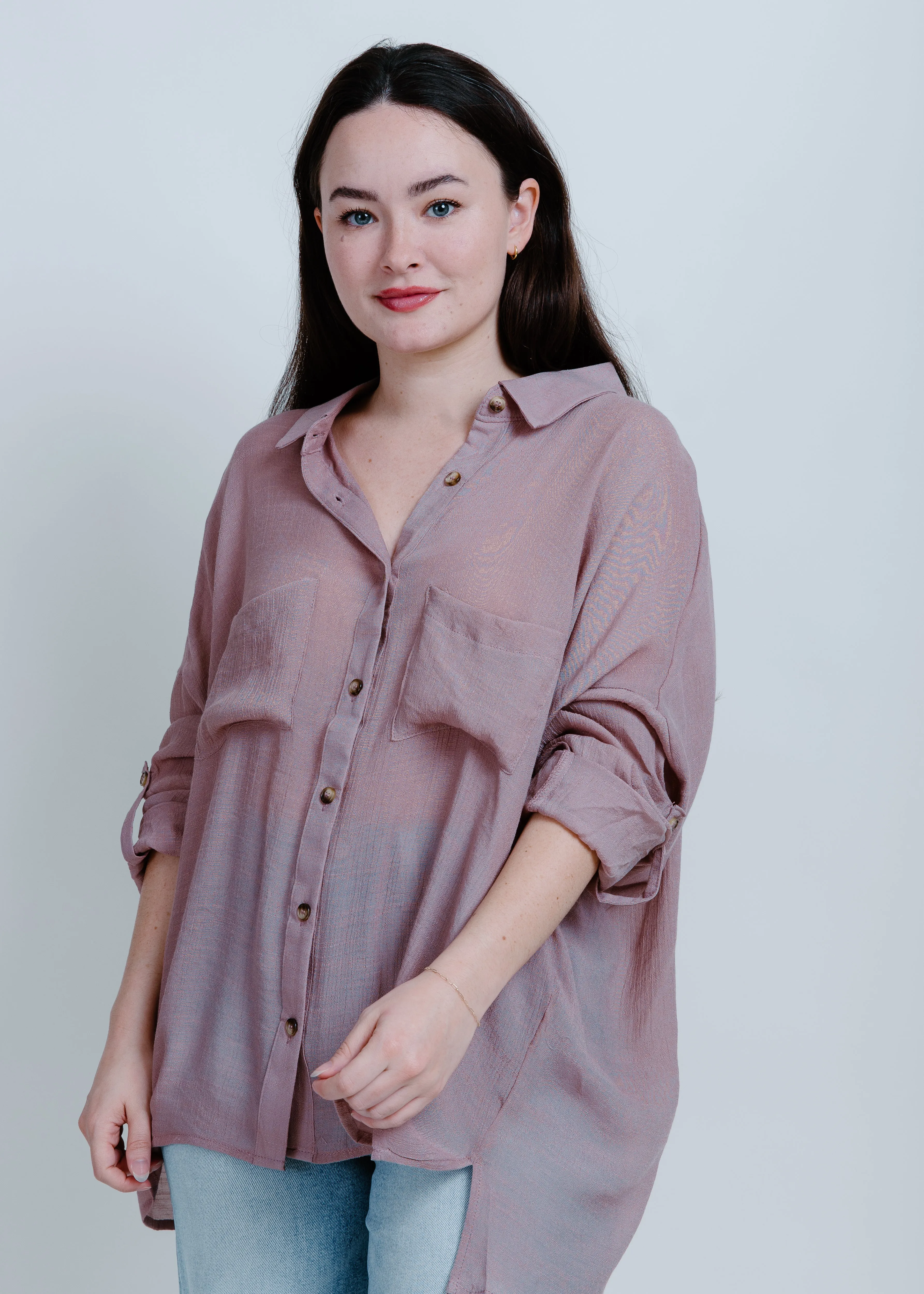 Gianna Button Up Shirt - Mauve