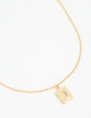 Gold Plated Rectangular Locket Pendant Necklace