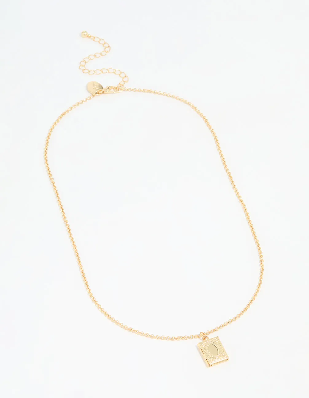 Gold Plated Rectangular Locket Pendant Necklace