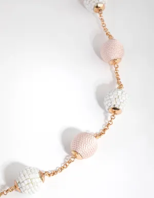 Gold Wrap Bead Station Necklace