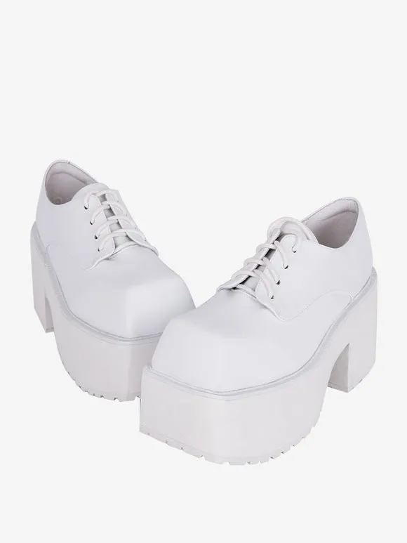 Gothic Lolita Boots Black PU Round Toe PU Leather Lolita Footwear