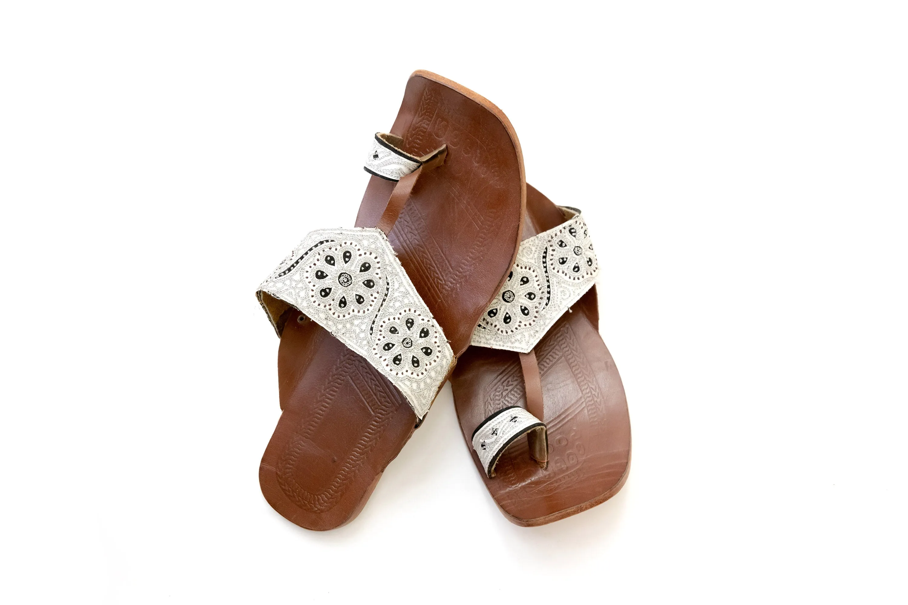 Grey Embroidered Chappal - Sandals - Men's