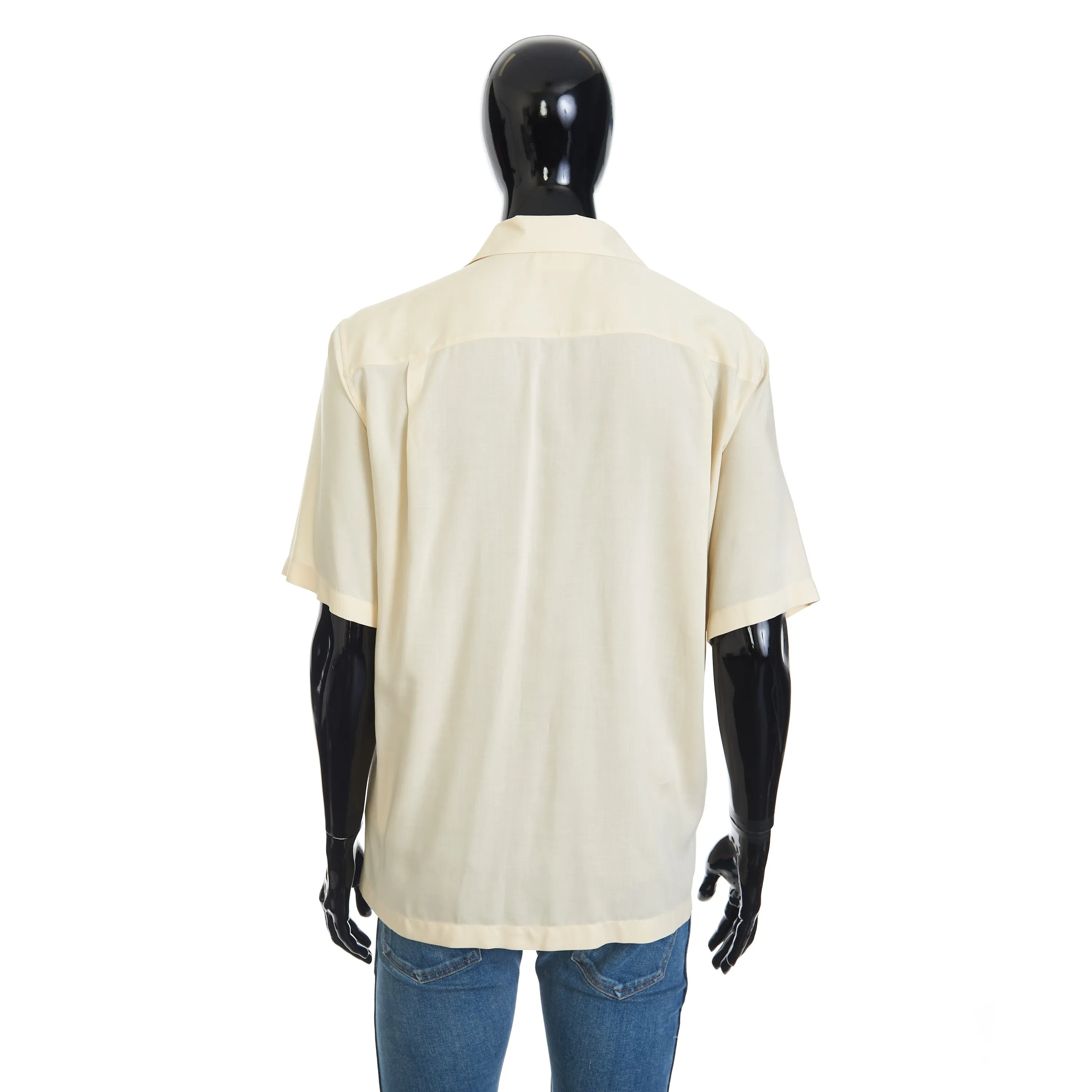 Hawaiian Shortsleeve Shirt With Palm Embroidery In Beige Viscose