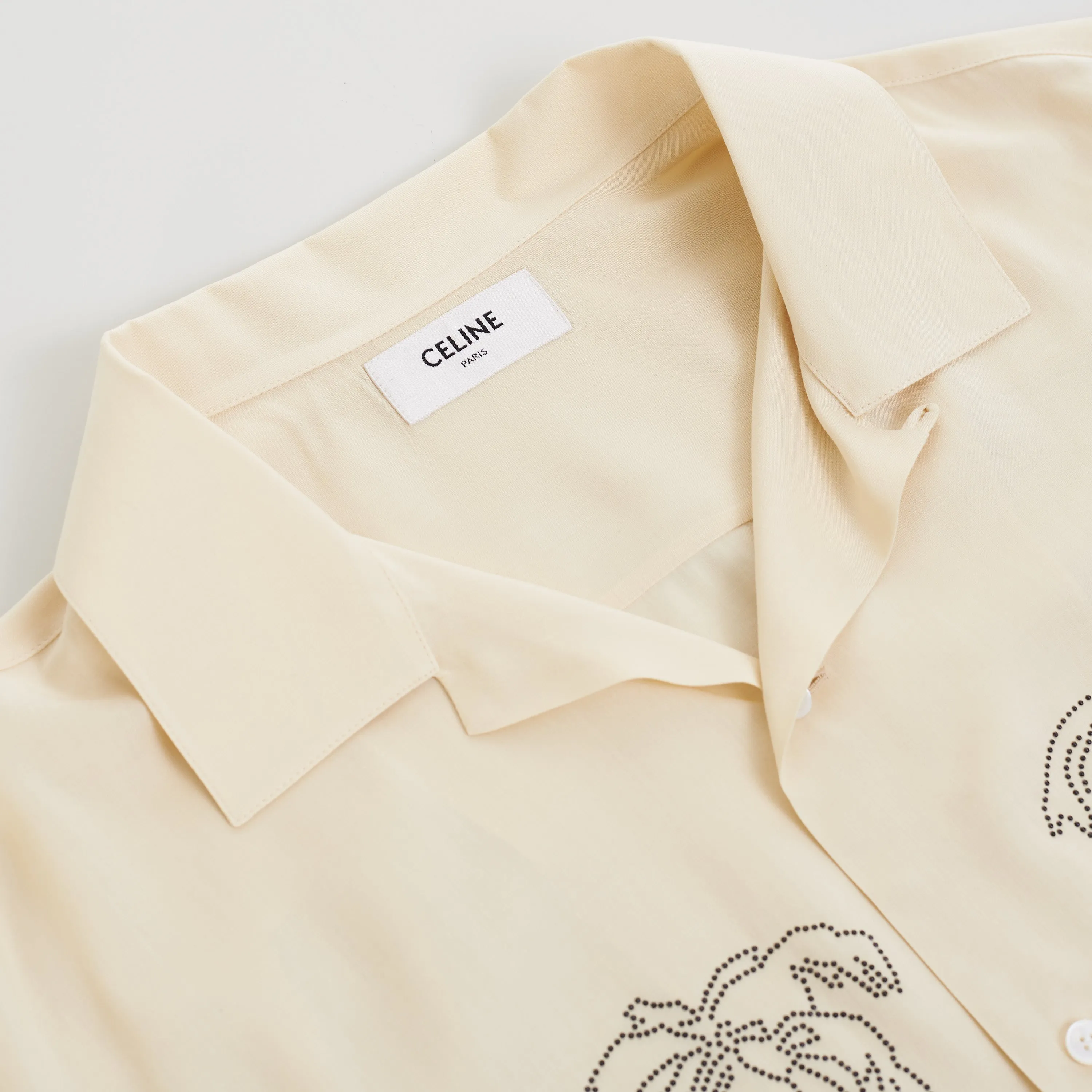 Hawaiian Shortsleeve Shirt With Palm Embroidery In Beige Viscose