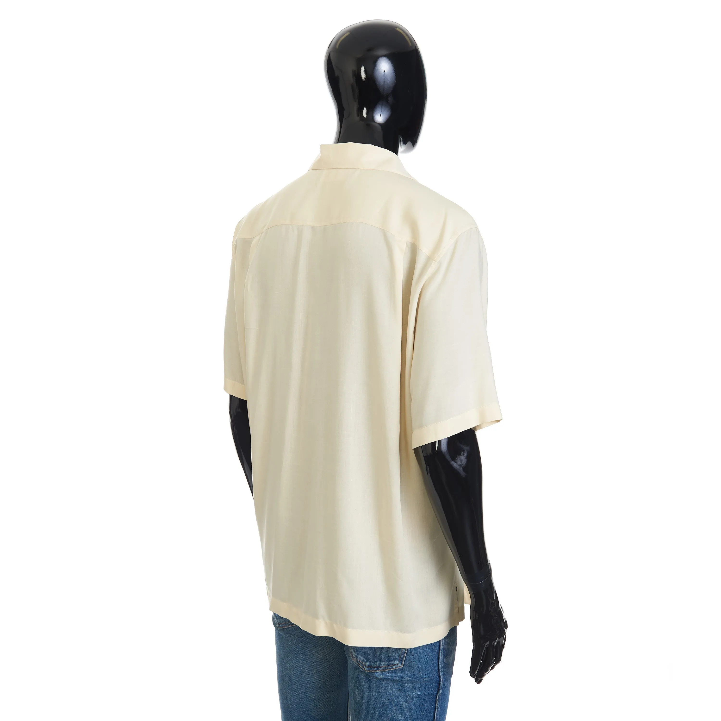 Hawaiian Shortsleeve Shirt With Palm Embroidery In Beige Viscose