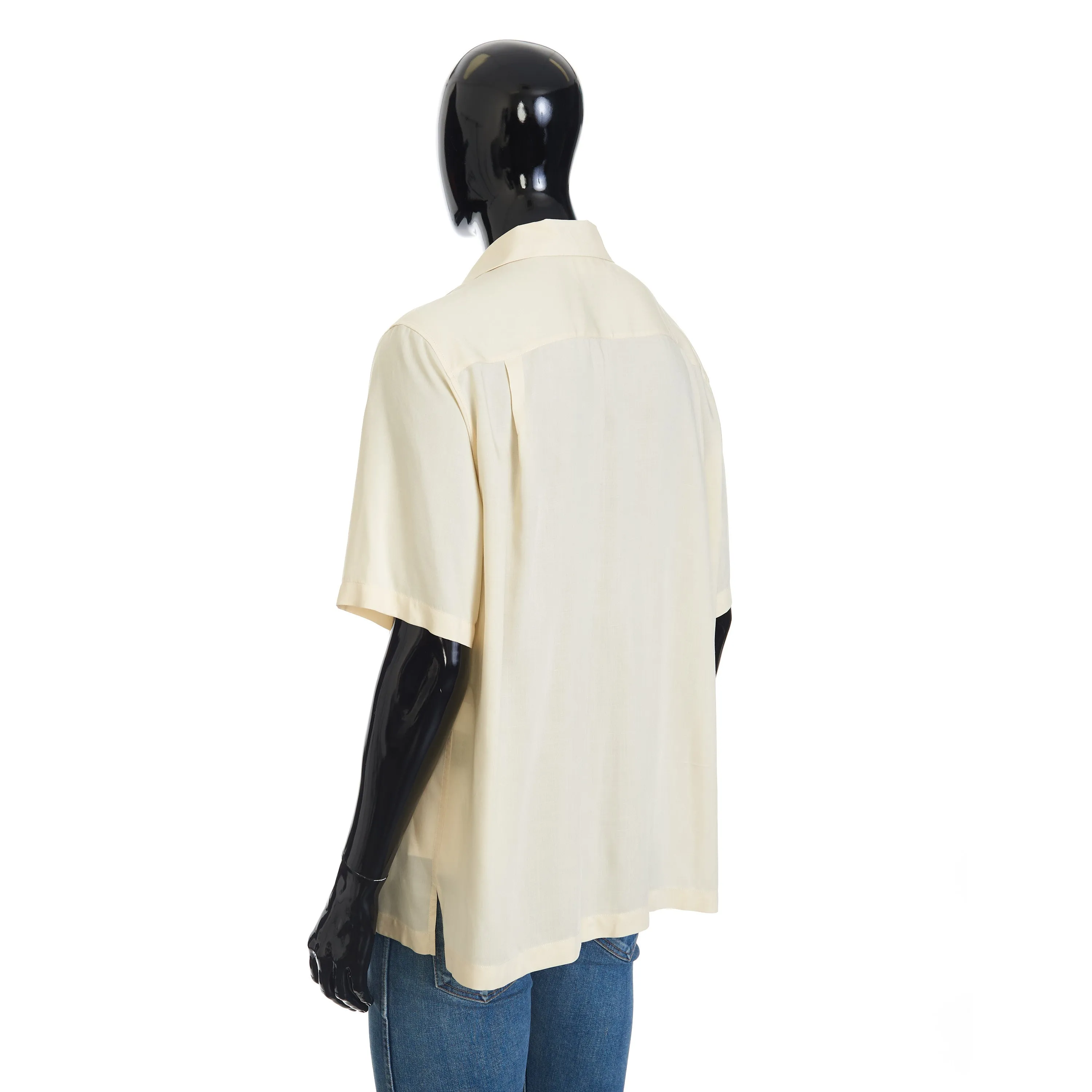 Hawaiian Shortsleeve Shirt With Palm Embroidery In Beige Viscose