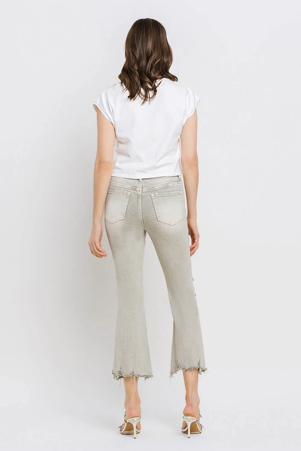 Hazel Blues® |  Lovervet Distressed Raw Hem Cropped Flare Jeans
