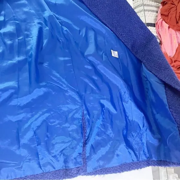 Helene Berman London Cobalt Blue sleeveless long coat vest cotton knit 10