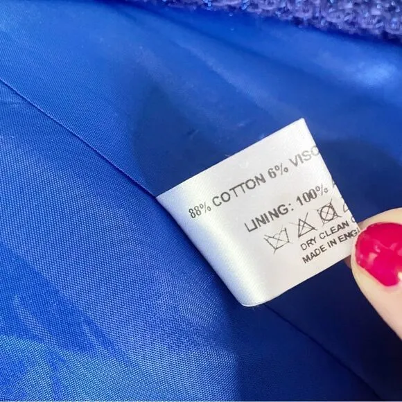 Helene Berman London Cobalt Blue sleeveless long coat vest cotton knit 10
