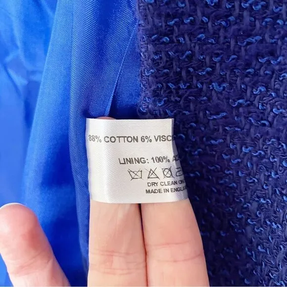 Helene Berman London Cobalt Blue sleeveless long coat vest cotton knit 10