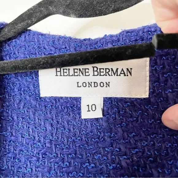 Helene Berman London Cobalt Blue sleeveless long coat vest cotton knit 10
