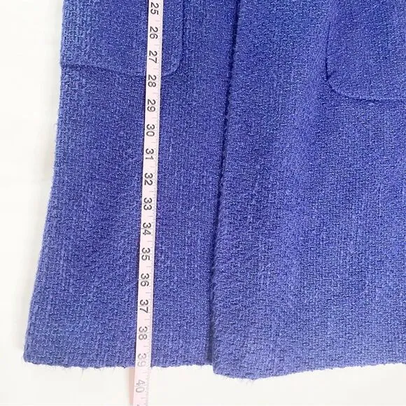 Helene Berman London Cobalt Blue sleeveless long coat vest cotton knit 10