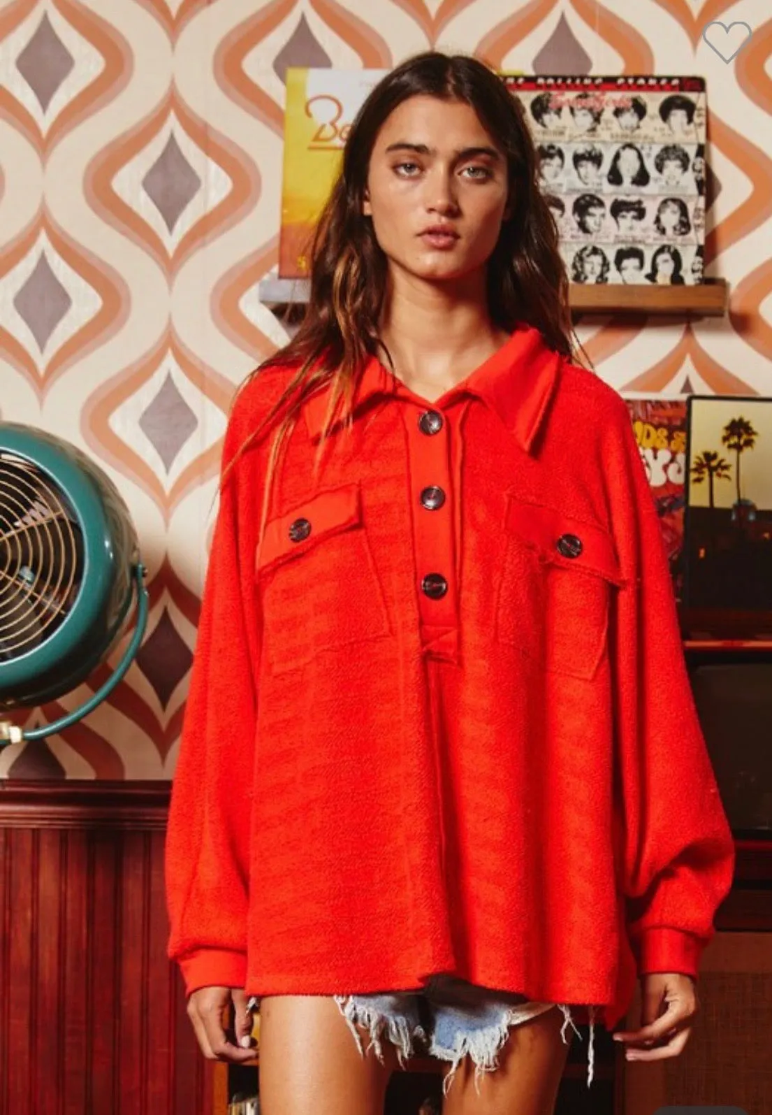 Henley Top - Red