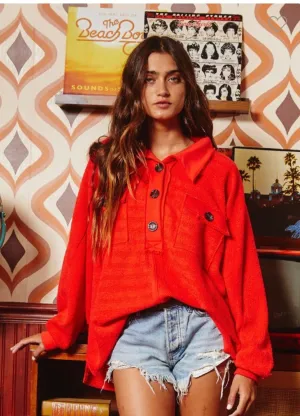 Henley Top - Red