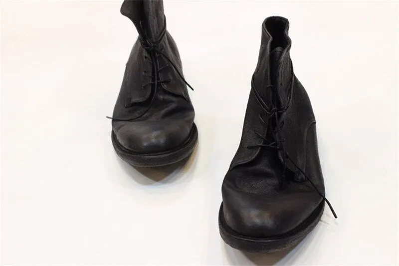 High End Handmade classic vintage Luxury Genuine Leather Sole Goodyear Boots ITALY Cow Leather Lace Up Motorcycles desert Boots