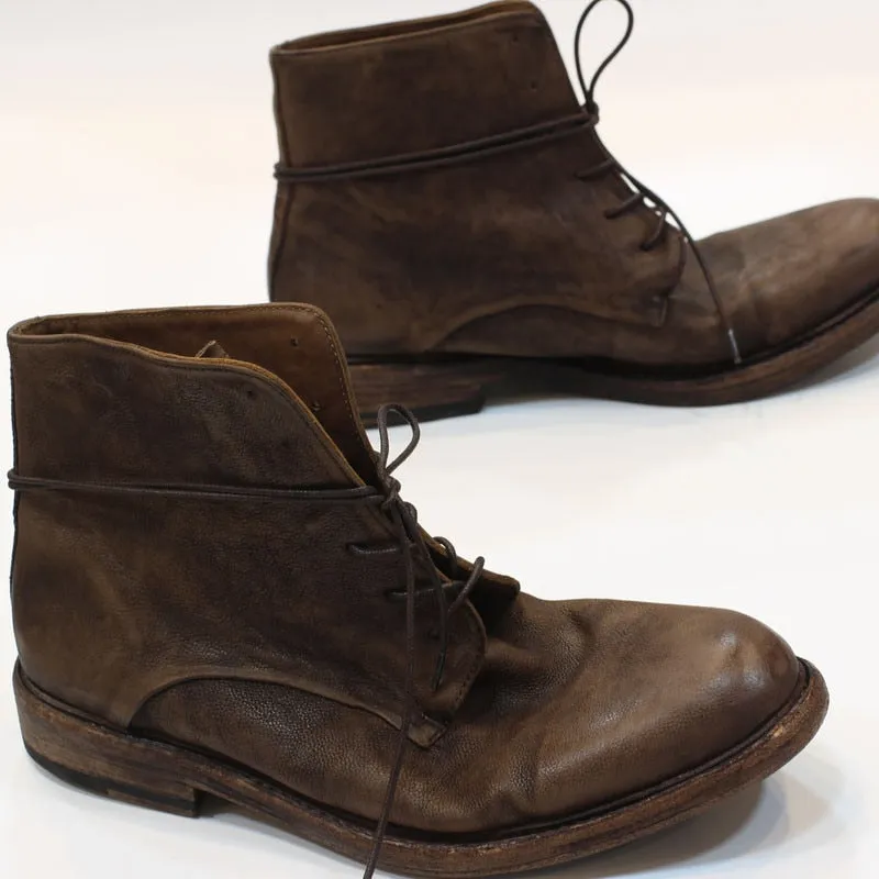 High End Handmade classic vintage Luxury Genuine Leather Sole Goodyear Boots ITALY Cow Leather Lace Up Motorcycles desert Boots