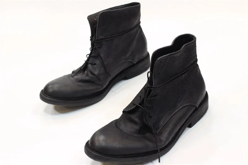 High End Handmade classic vintage Luxury Genuine Leather Sole Goodyear Boots ITALY Cow Leather Lace Up Motorcycles desert Boots