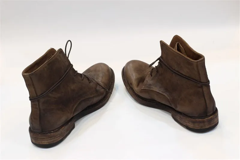 High End Handmade classic vintage Luxury Genuine Leather Sole Goodyear Boots ITALY Cow Leather Lace Up Motorcycles desert Boots