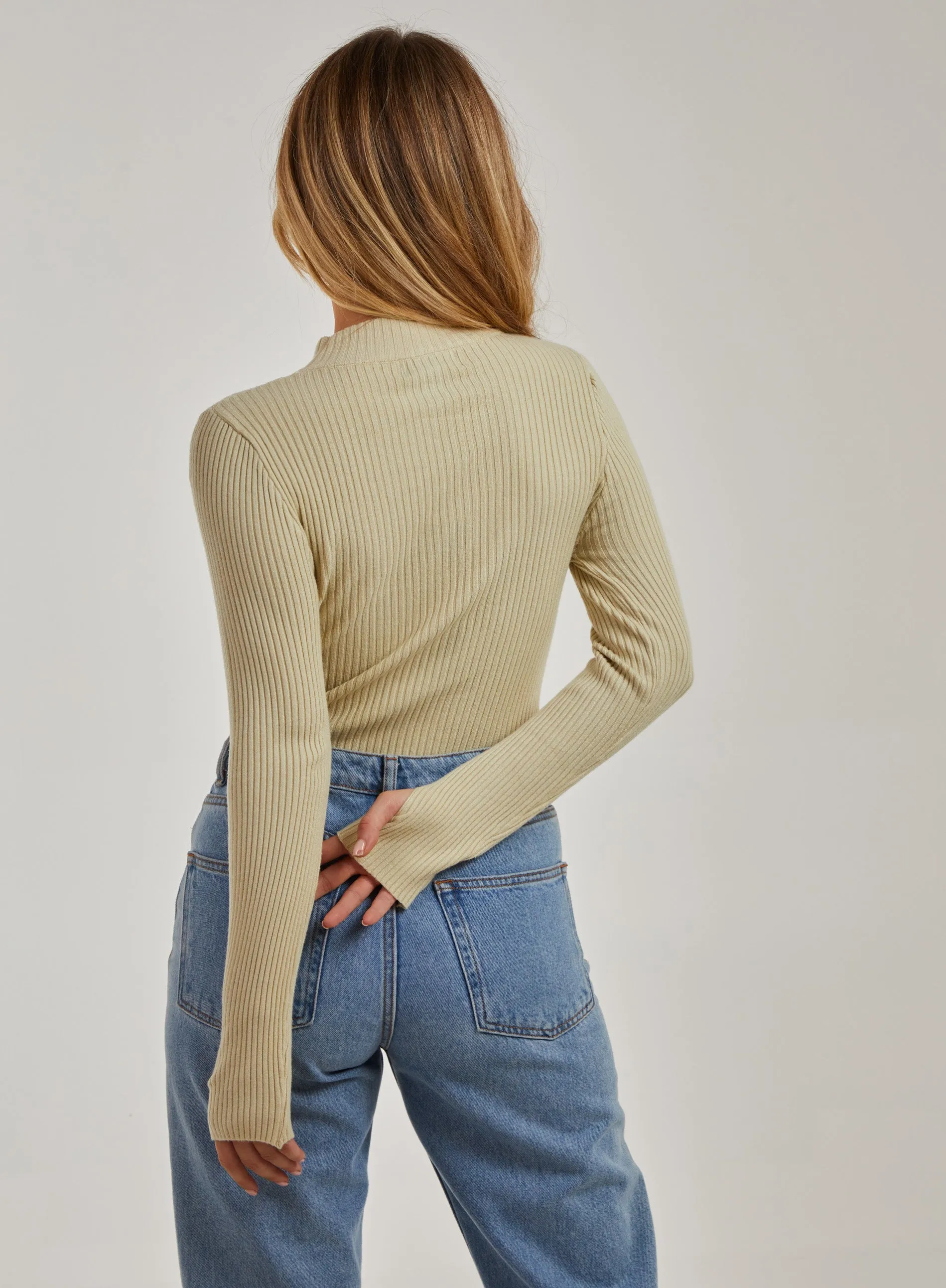 High Neck Ribbed Top
