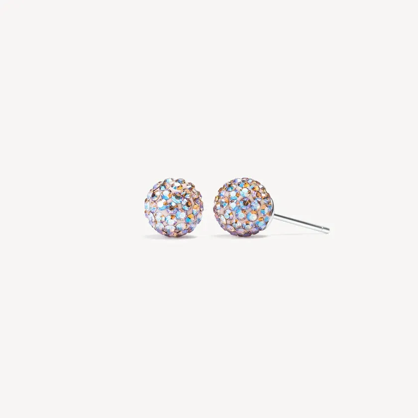 Hillberg & Berk Sterling Silver (10mm) Ballet Slipper Sparkle Ball Stud Earrings