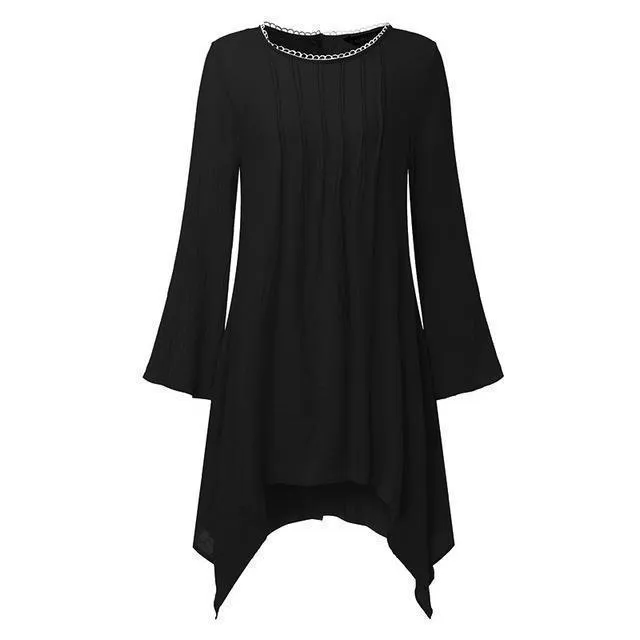Irregular Crew Neck Hem Blouse