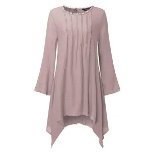 Irregular Crew Neck Hem Blouse