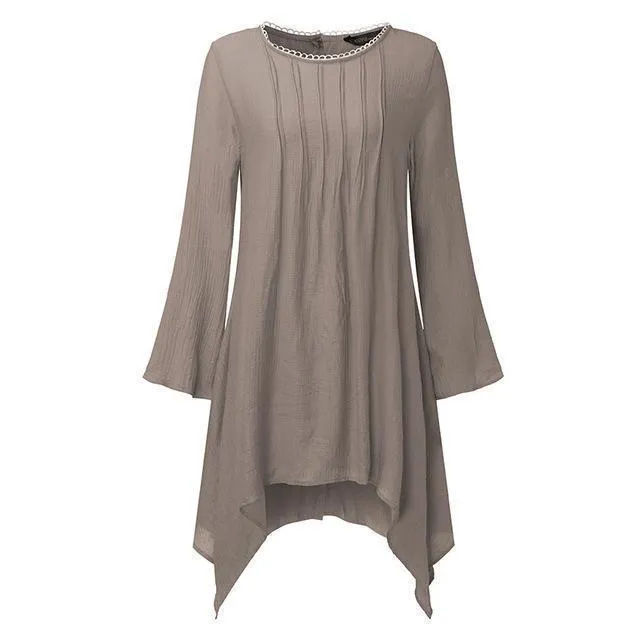 Irregular Crew Neck Hem Blouse