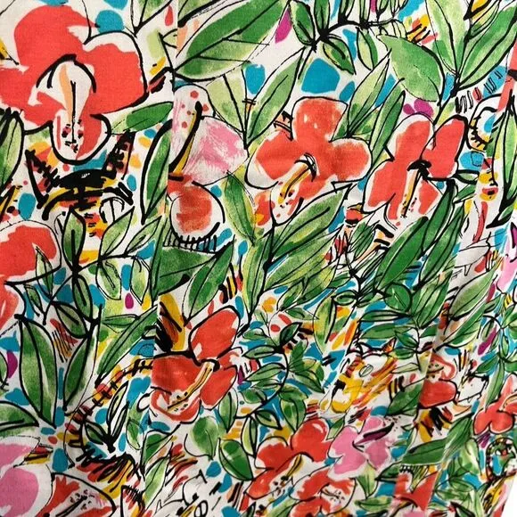 Island Republic Halter Dress Size 8 Green Floral Tiger Knee Length Women's