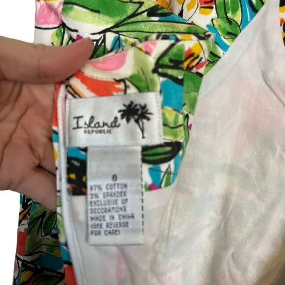 Island Republic Halter Dress Size 8 Green Floral Tiger Knee Length Women's