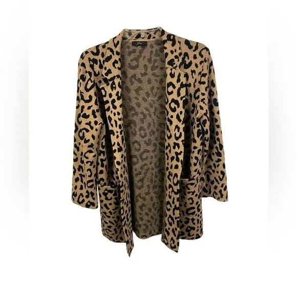 J. Crew Women's Sophie Knit Blazer Leopard Print‎ Merino Wool Blend- Size Medium