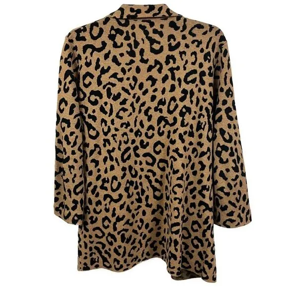 J. Crew Women's Sophie Knit Blazer Leopard Print‎ Merino Wool Blend- Size Medium