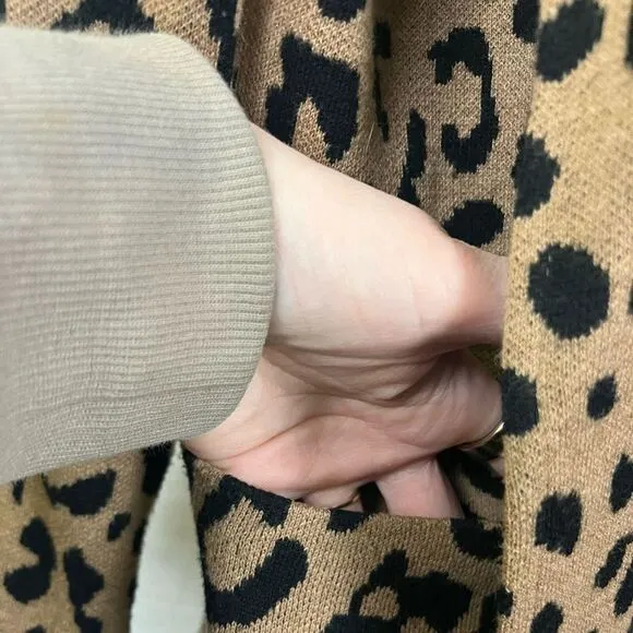 J. Crew Women's Sophie Knit Blazer Leopard Print‎ Merino Wool Blend- Size Medium