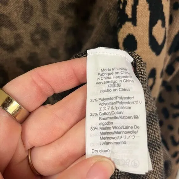 J. Crew Women's Sophie Knit Blazer Leopard Print‎ Merino Wool Blend- Size Medium