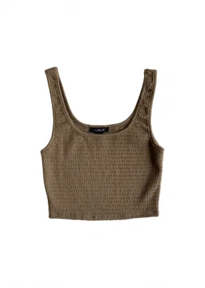 Jenny Smocked Tank Top - Brown