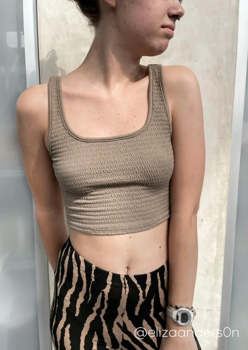 Jenny Smocked Tank Top - Brown