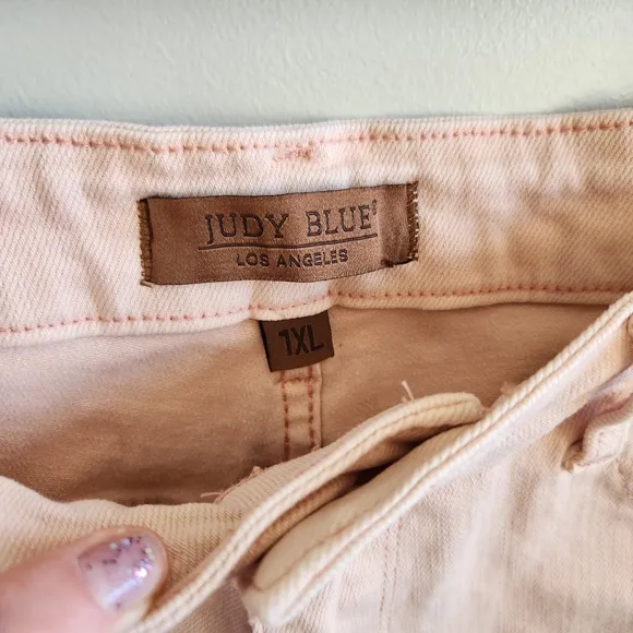 Judy Blue Blush Pink Stretchy Denim Jean Cut Off Shorts Size 1X
