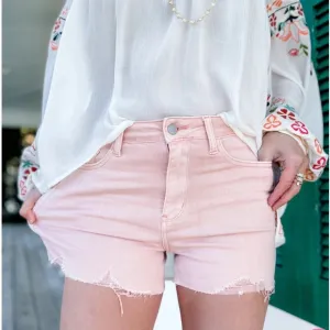 Judy Blue Blush Pink Stretchy Denim Jean Cut Off Shorts Size 1X
