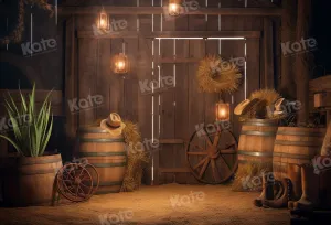 Kate Autumn Barn Door with Boots Boy Backdrop Designed by Chain Photography