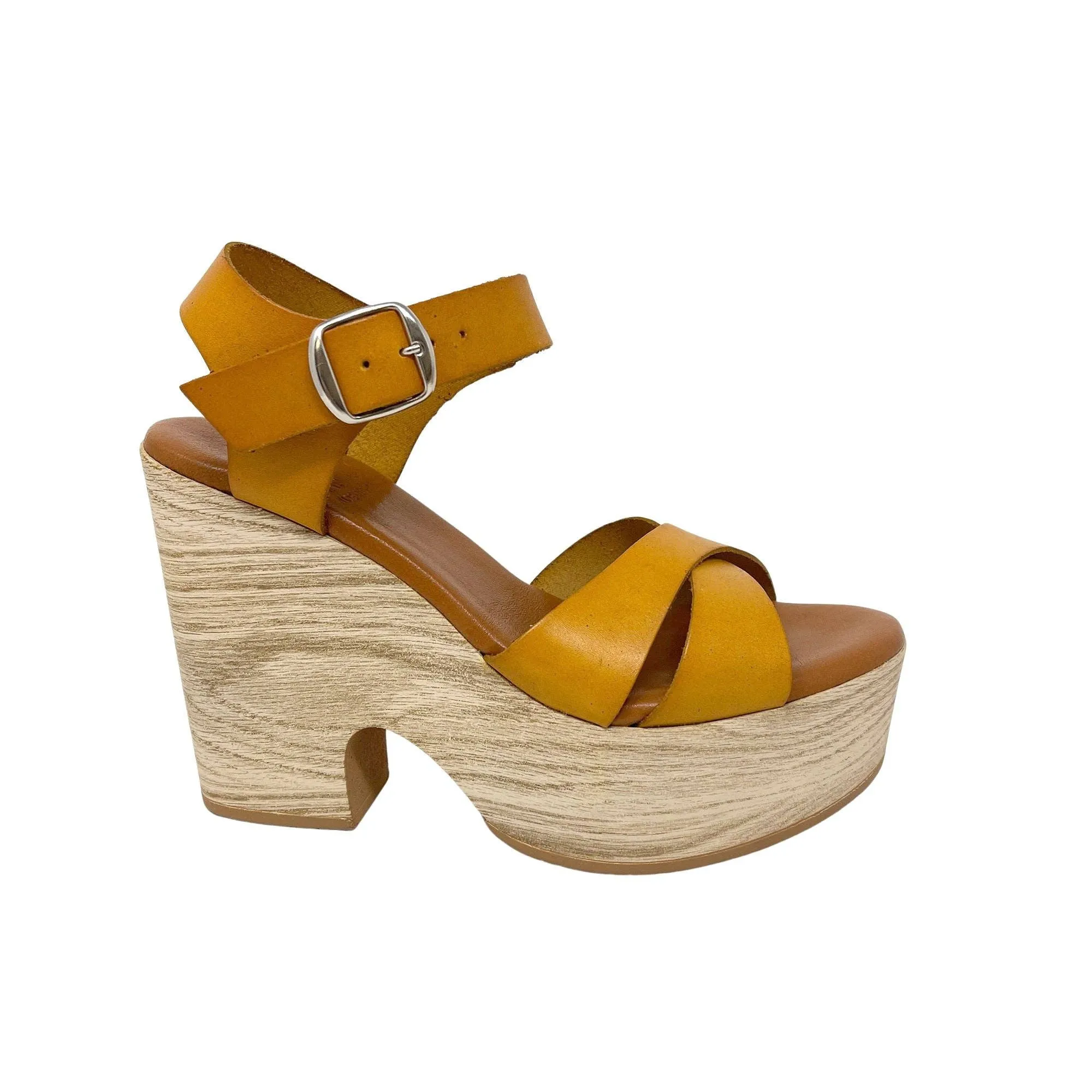 Keita Platform Sandal in Yellow Leather